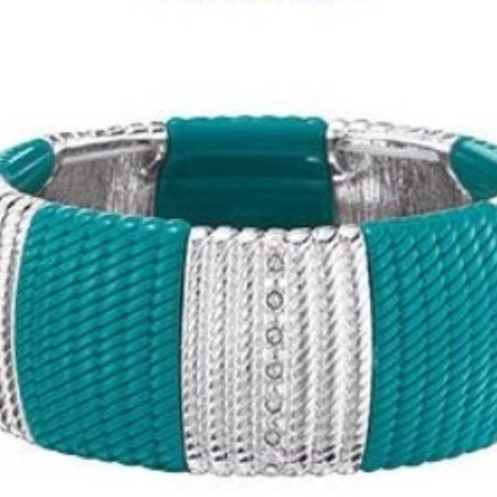 Teal & Silver 'Cleopatra' stretch bracelet - NIB